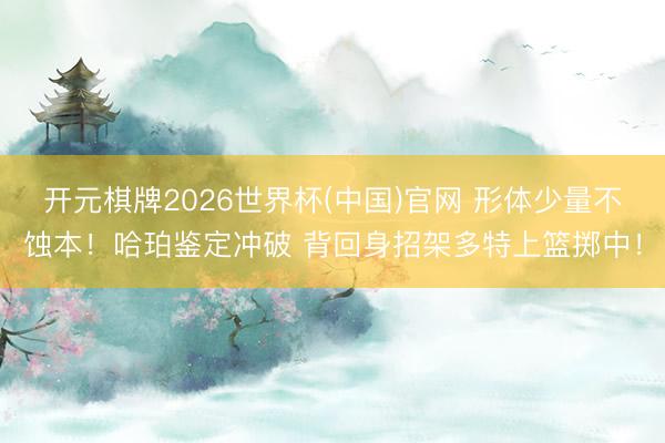 开元棋牌2026世界杯(中国)官网 形体少量不蚀本！哈珀鉴定冲破 背回身招架多特上篮掷中！