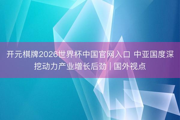 开元棋牌2026世界杯中国官网入口 中亚国度深挖动力产业增长后劲 | 国外视点